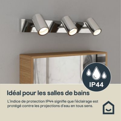 Spot de salle de bain Tellot 3 lumières G10 5W IP44 GoodHome argent
