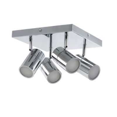 Spot de salle de bain Tellot 4 lumières GU10 5W IP44 GoodHome argent