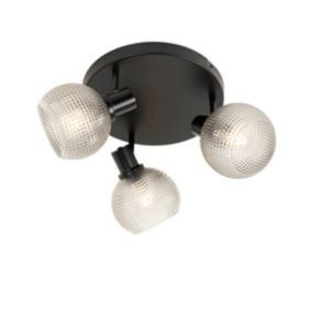 Spot design noir avec verre fumé 3 lumières rond - Chico