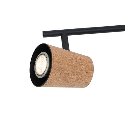 Spot encastré de plafond noir avec abat-jour en liège 4 lumières orientables - Corky
