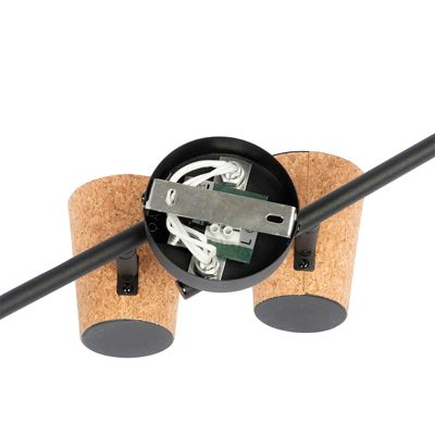 Spot encastré de plafond noir avec abat-jour en liège 4 lumières orientables - Corky