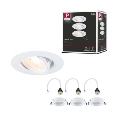 Spot encastré Kit de 3 orientable rond 90mm 30 GU10 max. 3x10W 230V gradable Blanc