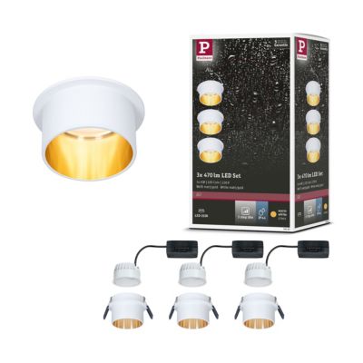 Spot encastré LED 3-Step-Dim Gil Coin Kit de base IP44 rond 68 mm Coin 3x6W 3x470lm 230V gradable 2700K Blanc dépoli, Doré