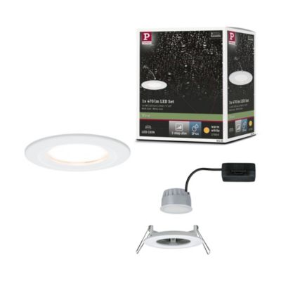 Spot encastré LED 3-Step-Dim Nova Coin fixe IP44 rond 78 mm Coin 6W 470lm 230V gradable 2700K Blanc dépoli