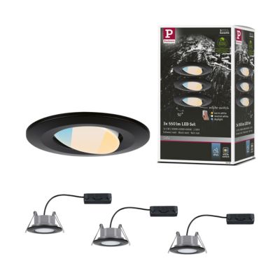 Spot encastré LED Calla Kit de 3 orientable IP65 rond 90mm 30 3x5W 3x400lm 230V White Switch Noir mat