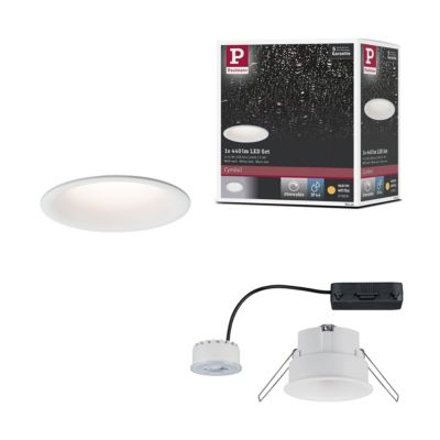 Spot encastré LED Cymbal Coin Luminaire individuel IP44 rond 77 mm Coin 6,7W 430lm 230V gradable 2700K Blanc dépoli