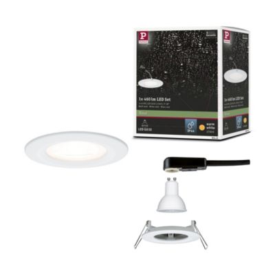 Spot encastré LED Nova fixe IP44 rond 78 mm GU10 6,5W 460lm 230V 2700K Blanc dépoli