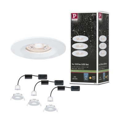 Spot encastré LED Nova Mini Coin Kit de base fixe IP44 rond 65 mm Coin 3x4W 3x310lm 230V 2700K Blanc dépoli
