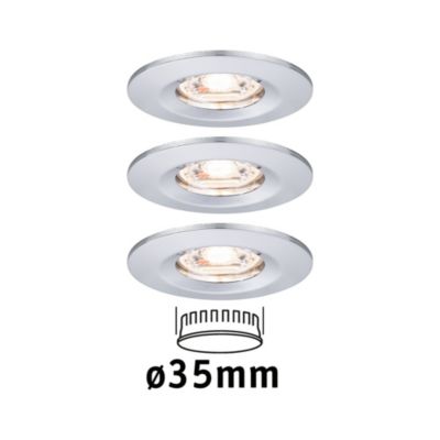 Spot encastré LED Nova Mini Coin Kit de base fixe IP44 rond 65 mm Coin 3x4W 3x310lm 230V 2700K Chrome