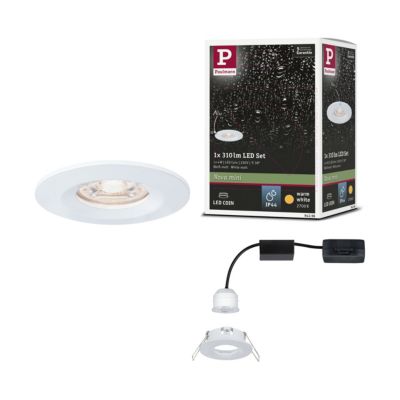 Spot encastré LED Nova Mini Coin Luminaire individuel fixe IP44 rond 65mm Coin 4W 310lm 230V 2700K Blanc dépoli