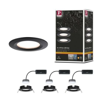 Spot encastré LED Nova Plus Coin Kit de base fixe IP44 rond 78 mm Coin 3x6W 3x470lm 230V gradable 2700K Noir mat