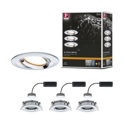 Spot encastré LED Nova Plus Coin Kit de base orientable IP65 rond 93mm 30 Coin 3x6W 3x470lm 230V gradable 2700K Chrome