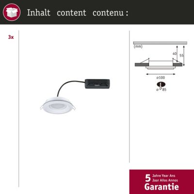 Spot encastré LED Sormus Kit de 3 IP65 rond 100 mm 3x4,8W / 1,5W 3x300lm 230V 3000K Blanc