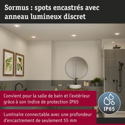 Spot encastré LED Sormus Kit de 3 IP65 rond 100 mm 3x4,8W / 1,5W 3x300lm 230V 3000K Blanc