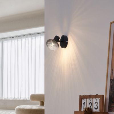 Spot encastré moderne noir avec verre fumé rond - Teddy