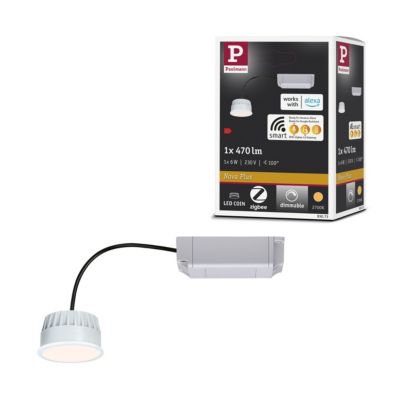 Spot encastré modulaire LED Smart Home Zigbee 3.0 Blanc chaud Coin Kit de 1 rond 51 mm Coin 6W 470lm 230V gradable 2700K Satiné