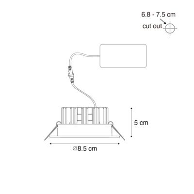 Spot encastrable blanc 6,8 cm avec LED 545 lm à intensité variable IP65 - Gaius