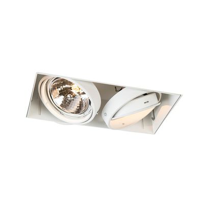 Spot encastrable blanc inclinable et rotatif G53 AR111 sans bordure 2 lumières - Oneon