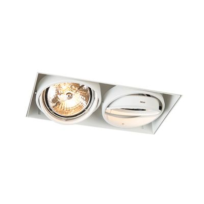 Spot encastrable blanc inclinable et rotatif G53 AR111 sans bordure 2 lumières - Oneon