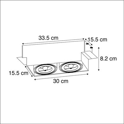 Spot encastrable blanc inclinable et rotatif G53 AR111 sans bordure 2 lumières - Oneon