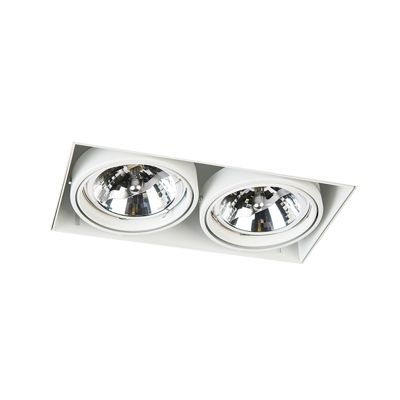 Spot encastrable blanc inclinable et rotatif G53 AR111 sans bordure 2 lumières - Oneon