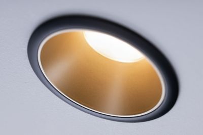 Spot encastrable Cole LED intégrée blanc chaud IP44 470lm Ø8cm doré finition noire Paulmann