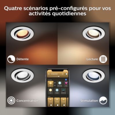 Spot encastrable connecté dimmable GU10 1050 lm IP20 5 W Philips Hue argent