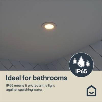 Spot encastrable Etana LED intégrée blanc chaud IP65 410lm 4.7W Ø8.5cmxH.3.1cm métal blanc GoodHome