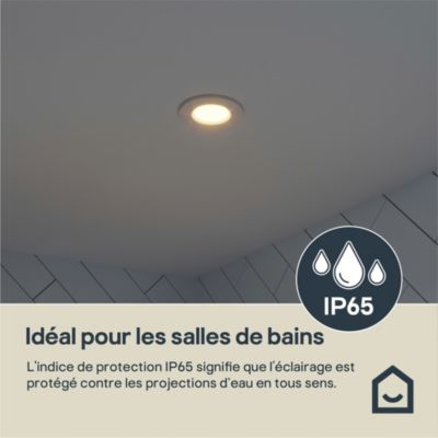Spot encastrable Etana LED intégrée blanc chaud IP65 410lm 4.7W Ø8.5cmxH.3.1cm métal blanc GoodHome