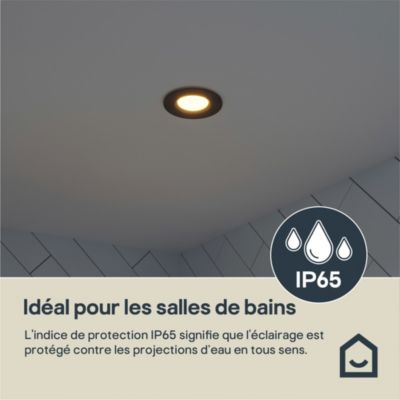 Spot encastrable Etana LED intégrée blanc chaud IP65 410lm 4.7W Ø8.5cmxH.3.1cm métal noir GoodHome