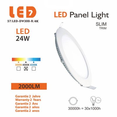 Spot Encastrable Led Downlight Panel Extra plat 24w Blanc Neutre 4000k