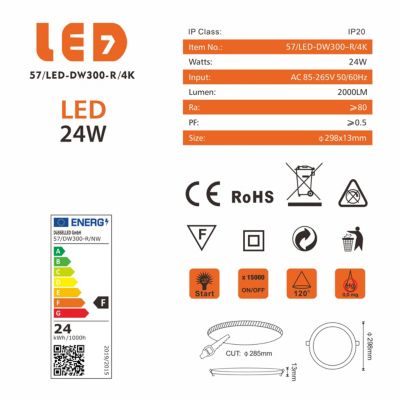 Spot Encastrable Led Downlight Panel Extra plat 24w Blanc Neutre 4000k
