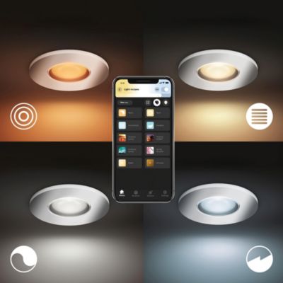 Spot encastré dimmable Bluetooth Philips Hue IP44 Rond GU10 350lm 5W multicolore