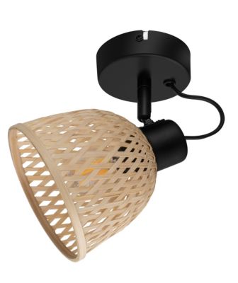 Spot intérieur noir et aspect fibre naturelle E14 220 - 240 V GoodHome Calume