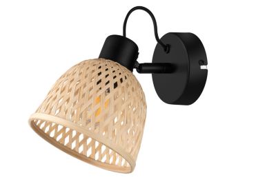 Spot intérieur noir et aspect fibre naturelle E14 220 - 240 V GoodHome Calume