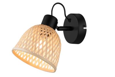 Spot intérieur noir et aspect fibre naturelle E14 220 - 240 V GoodHome Calume