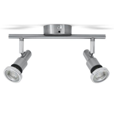 Spot LED 2-flammes - IP44 - 275x80x123mm - Nickel/Chrome - 3000K - GU10 4,8W / 400lm - non dimmable - B.K.Licht
