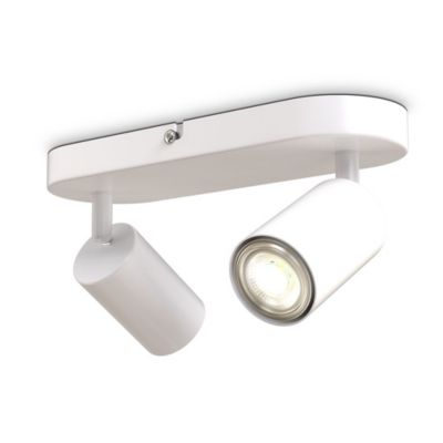 Spot LED 2 lampes - IP20 - 270x60x90mm - Blanc - 2xGU10 max. 9W - non dimmable - têtes orientables - B.K.Licht