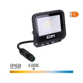 Spot LED 20W 1520lm 4000K Lumière du Jour Noir Série 12.4x10.6x2.8cm - EDM Blackseries