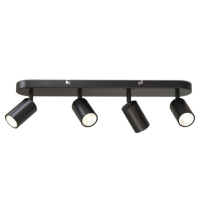 Spot LED 4 lampes - orientables et pivotants - noir - 4xGU10 sans ampoules - IP20 - B.K.Licht
