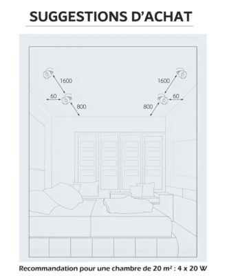 Spot LED en Saillie Orientable 20W CCT(3000K - 4000K - 6500K), rotatif à 360 degrés - Noir