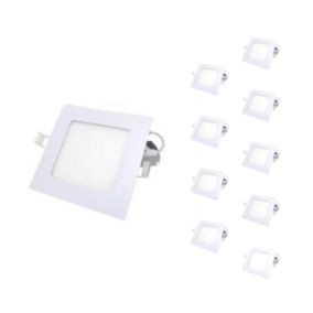 Spot LED Encastrable Carré BLANC 6W (Pack de 10) - Blanc Froid 6000K - 8000K - SILAMP