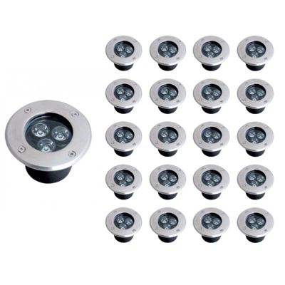 Spot LED Encastrable Extérieur IP65 220V Sol 3W 80 degrés (Pack de 20) - Blanc Neutre 4000K - 5500K - SILAMP