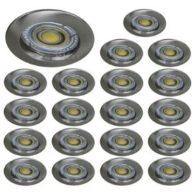 Spot LED encastrable fixe GU10 230V 38 degrés - Alu brossé - Lot de 20