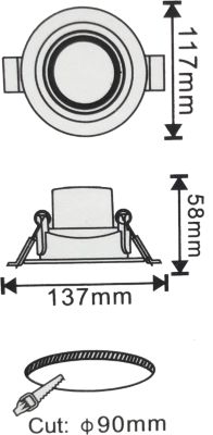 Spot Led Encastrable L anneau Clane Orientable ESCARGOT 10W 6000k Rond