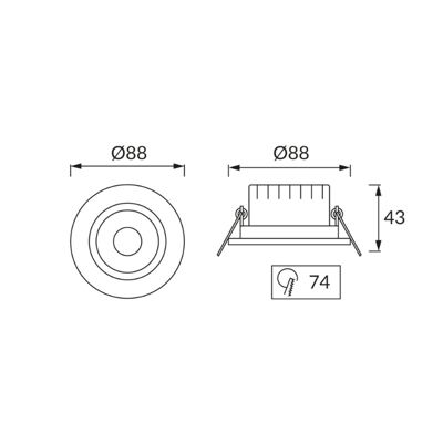 Spot LED remplaçable encastrable orientable 5W 400lm 4000K 82mm blanc