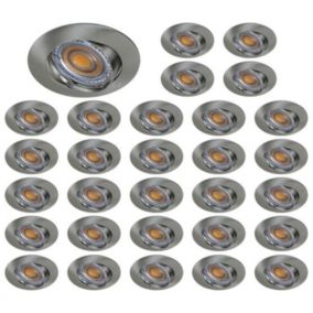 Spot LED encastrable orientable - ALU brossé - Blanc chaud - Lot de 30