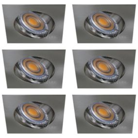 Spot LED encastrable orientable - ALU brossé - Blanc chaud - Lot de 6