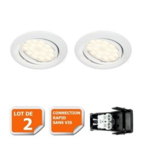 Spot LED encastrable orientable blanc - EUROBRYTE - Lot de 2