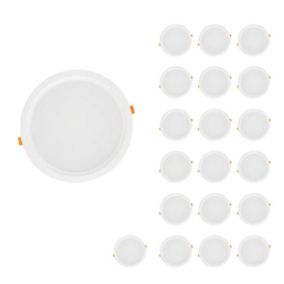 Spot LED Encastrable Plat Étanche 20W BLANC Transformateur Intégré (Pack de 20) - Blanc Froid 6000K - 8000K - SILAMP